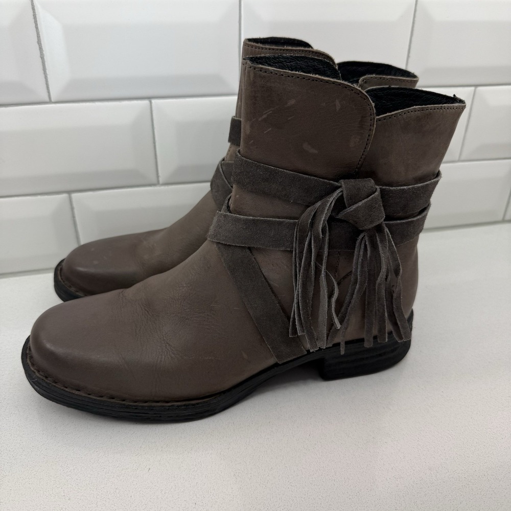 Born Perl Casual Ankle Boots Womens Size 9M Moon Asfalto Combo Gray Leather